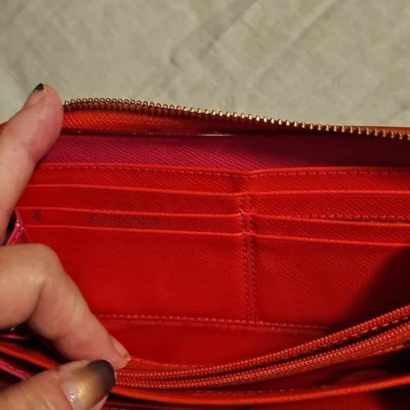Coach Vibrant Red and Pink Leather Wallet - Picture 8 of 10